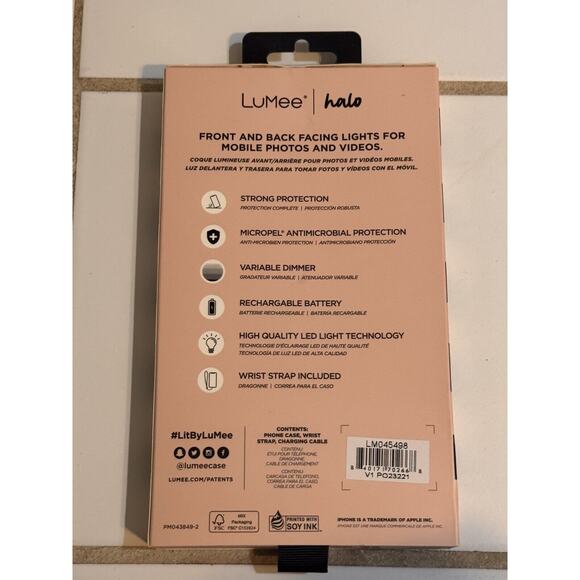 LuMee x Paris Hilton Halo Lighted Phone Case iPhone 12/ 12 Pro Gold Metallic NIB - Picture 3 of 7